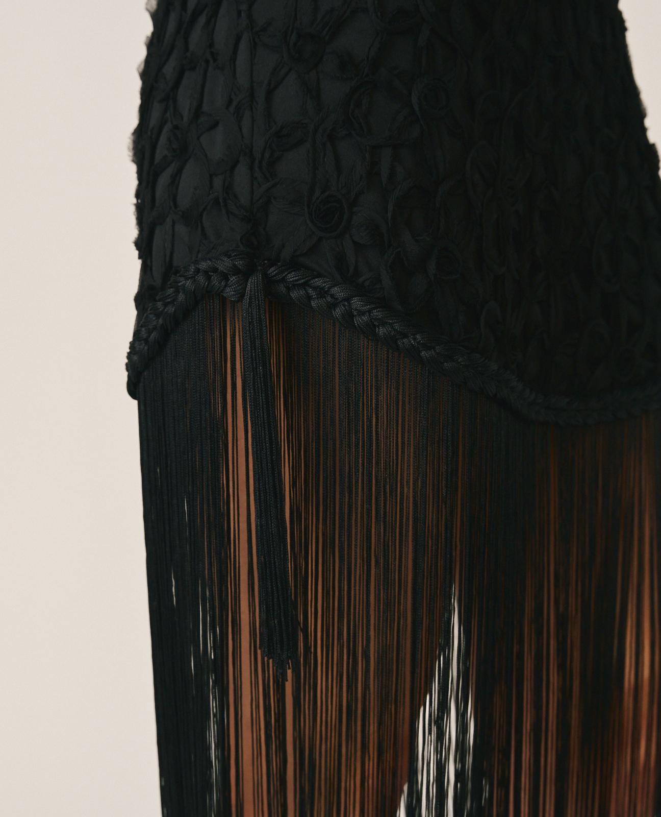 alma-en-pena-fringed-midi-neckholder-kleid-schwarz image 6