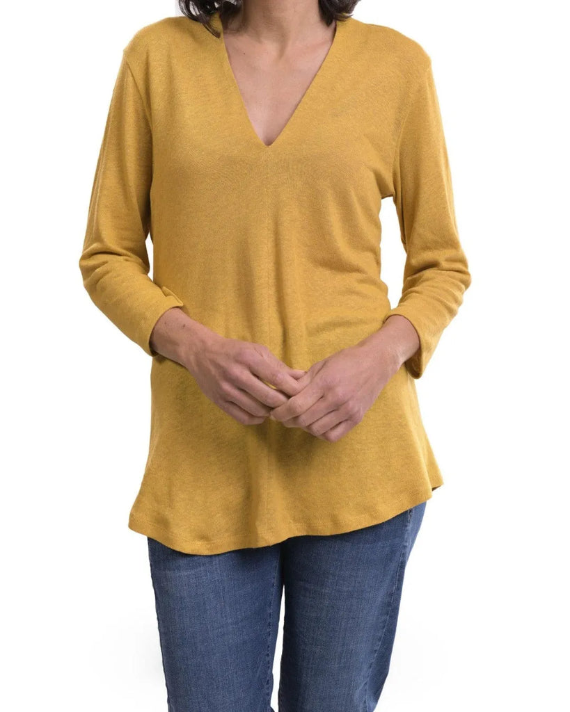alembika-essential-linen-v-neck-top-yellow-leinen-tunika-top image 1