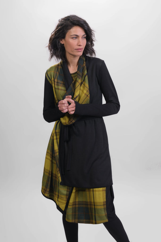 alembika-plaid-wrap-tunika-jacke-aj422p-plaid-schwarz-gold-gr-n image 1