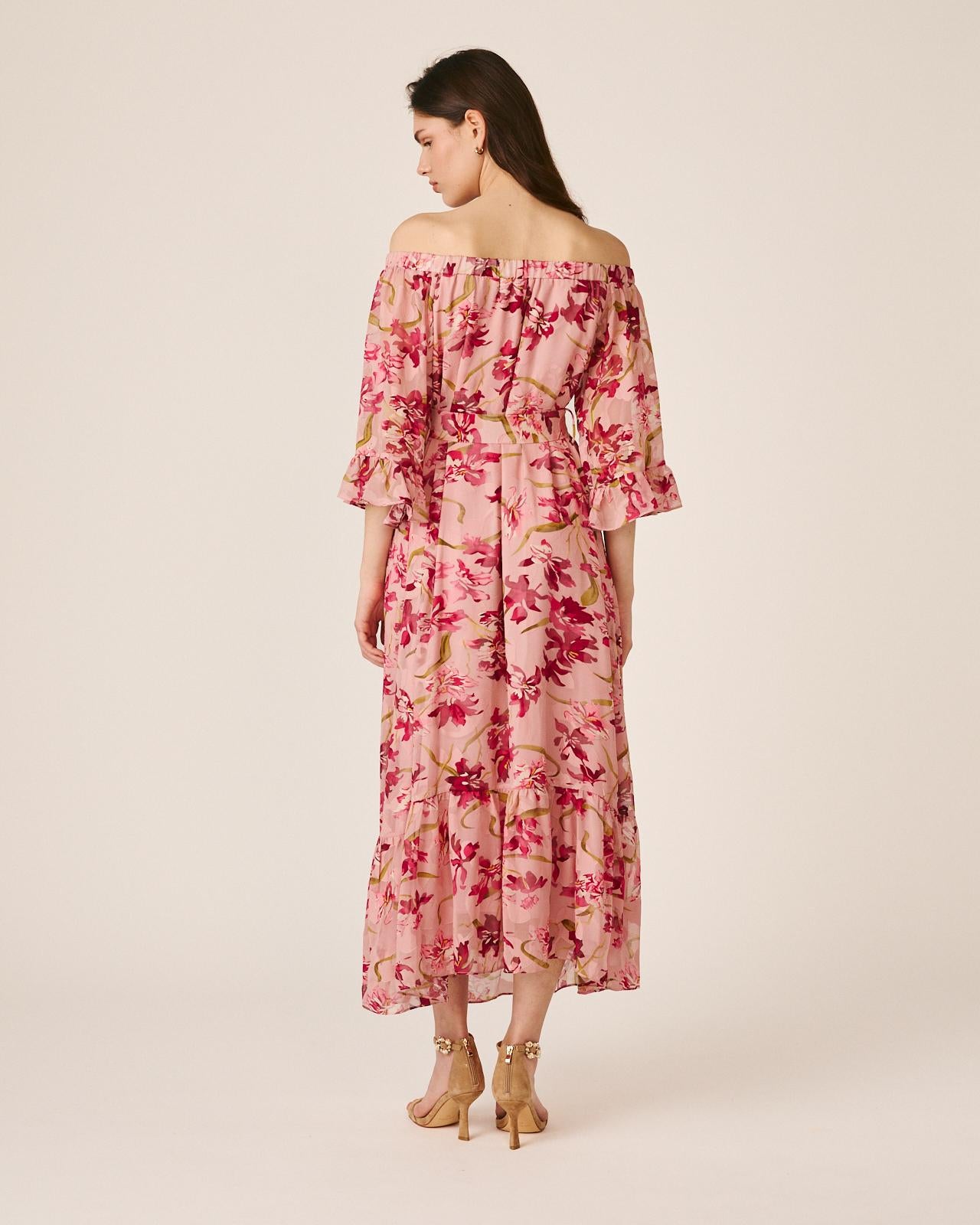 alma-en-pena-midikleid-mit-trompeten-rmeln-rosa image 6