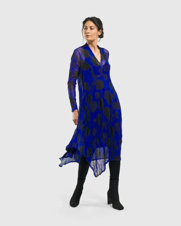 alembika-ladybug-a-linien-kleid-royalblau-mit-punkten-midikleid image 2
