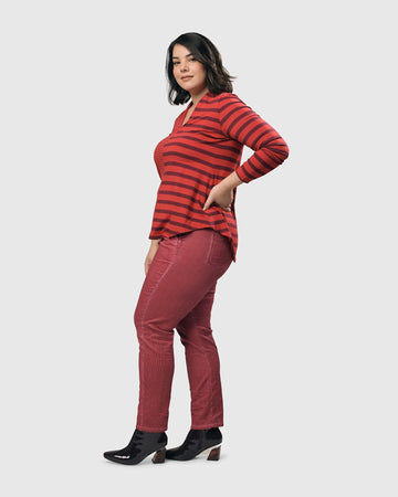 alembika-pinstripe-iconic-stretch-jeans-hose-wine image 4
