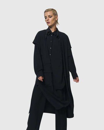 alembika-matrix-kurzarm-duster-schwarz-midilange-layer-jacke image 5