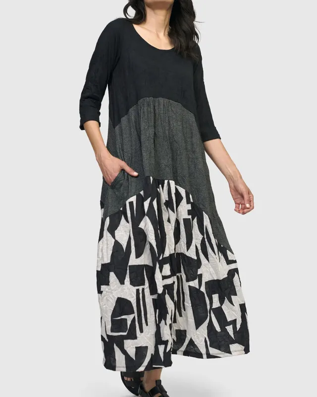alembika-inkjet-maxi-dress-damen-kleid-mono image 1