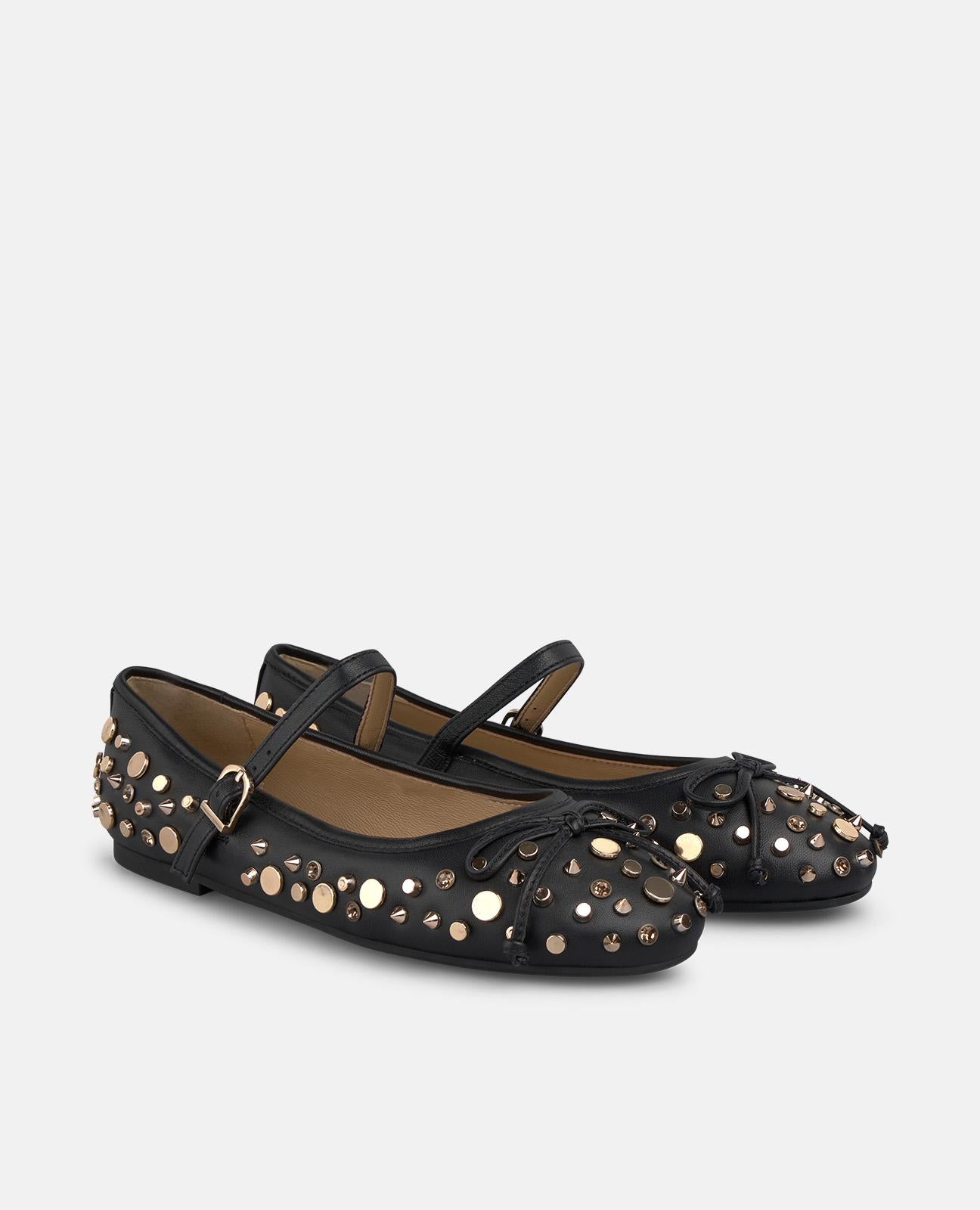alma-en-pena-ballerina-lazo-tachas-nieten-ballerina-schwarz-mit-schleife-0-8-cm image 2