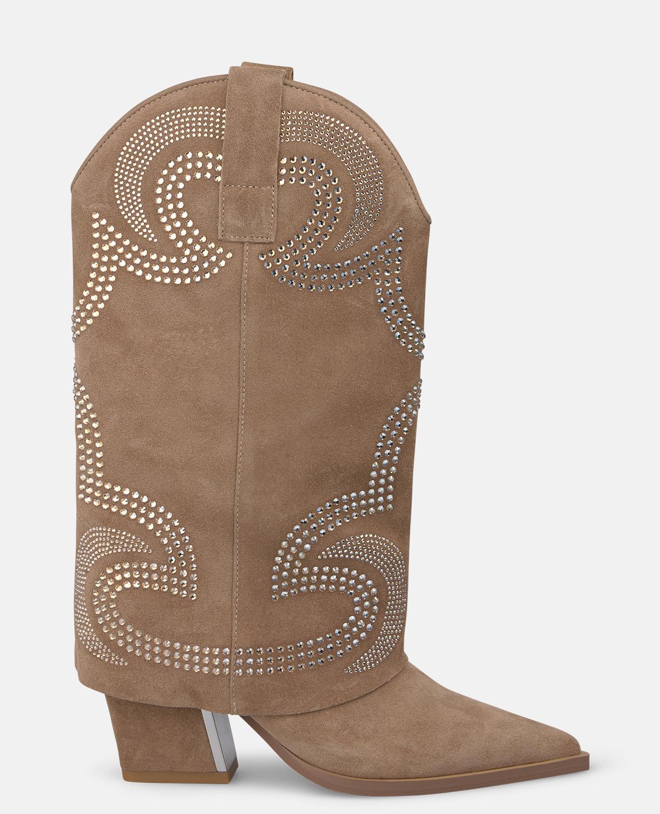 alma-en-pena-cowboystiefel-velours-vis-n-strass-8-cm image 2