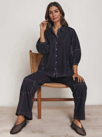 alembika-pippa-puff-bluse-black-denim image 3
