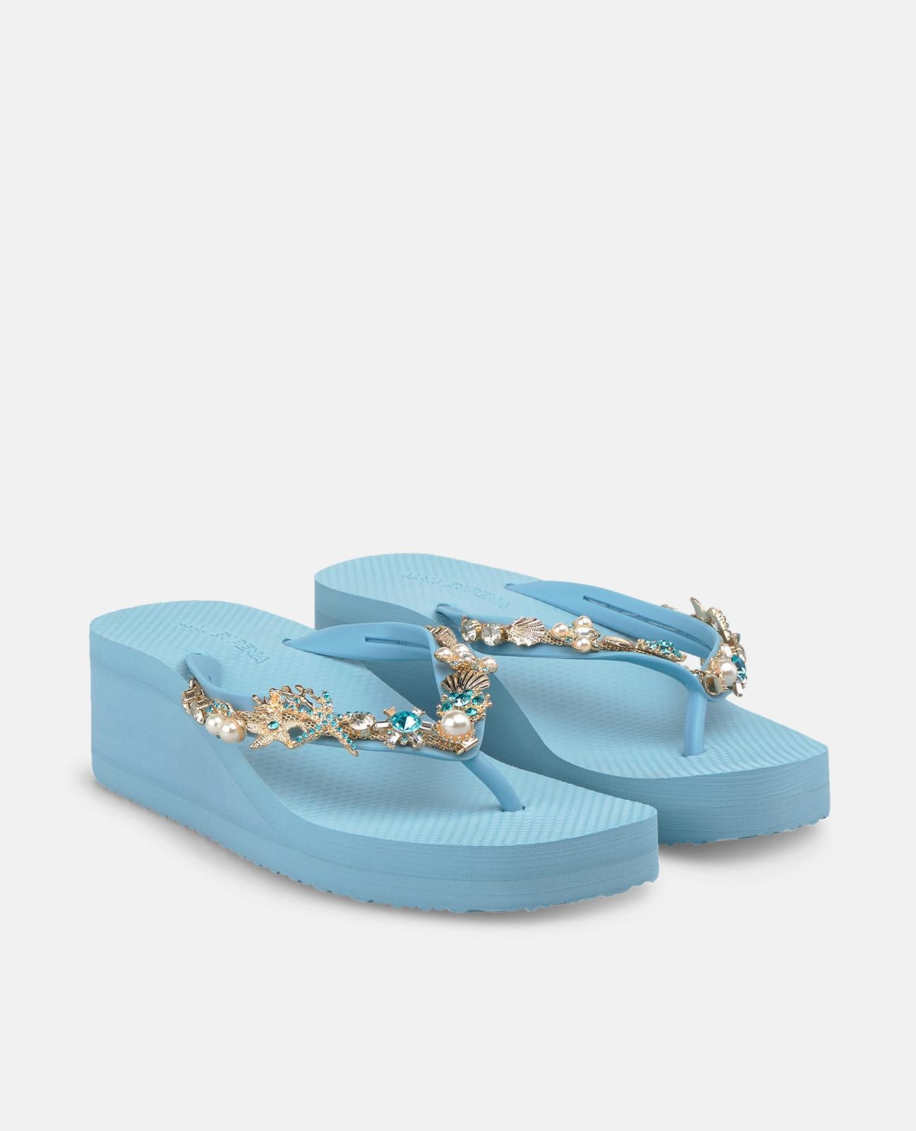 alma-en-pena-plateau-zehentrenner-blaue-strass-sandalen-5-5-cm-mit-eckiger-zehe image 2