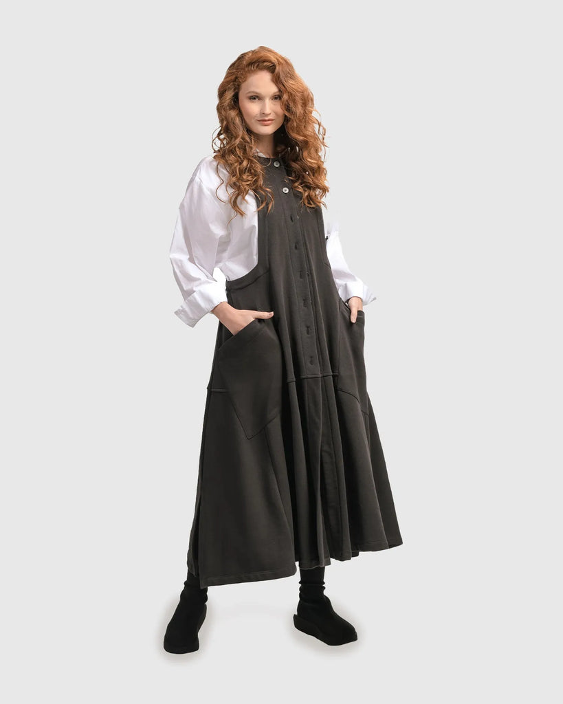 alembika-urban-button-down-pinafore-kleid-schwarz image 1