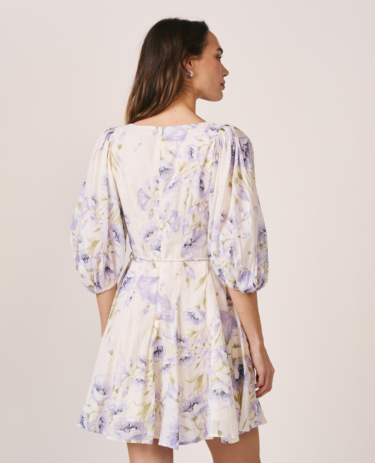 alma-en-pena-minikleid-floral-puff-rmel-v-ausschnitt-viskose image 8