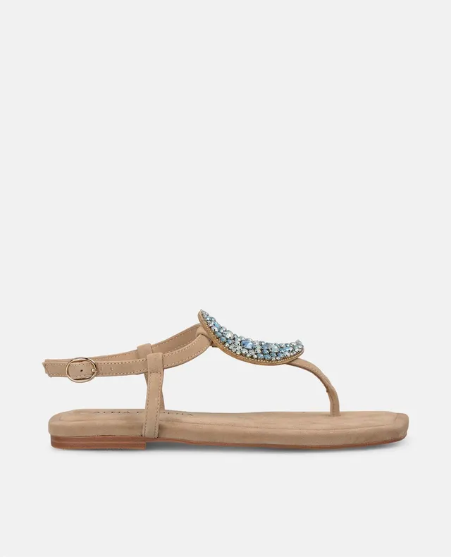 alma-en-pena-flache-sandale-mit-strass-stern-mond-beige image 1