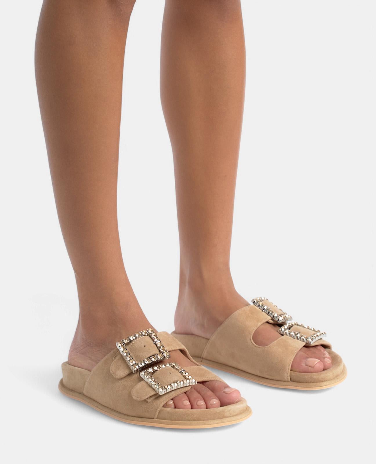 alma-en-pena-comfort-flache-sandalen-arena-mit-strass-schnallen-2-cm image 6