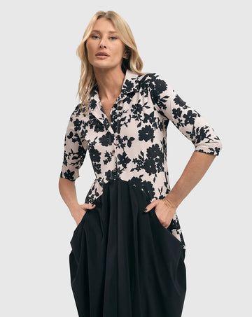alembika-tekbika-drape-pocket-kleid-floral-jerseykleid image 2