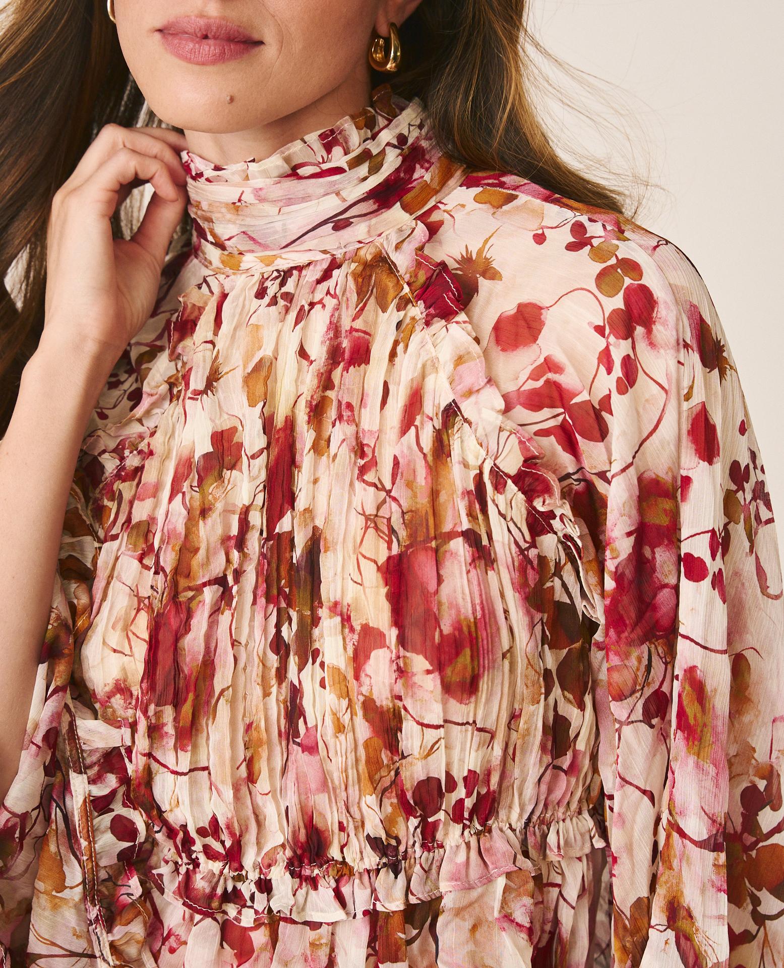 alma-en-pena-floral-pleated-blouse-chiffonbluse-rosa-blumen-plissee image 5