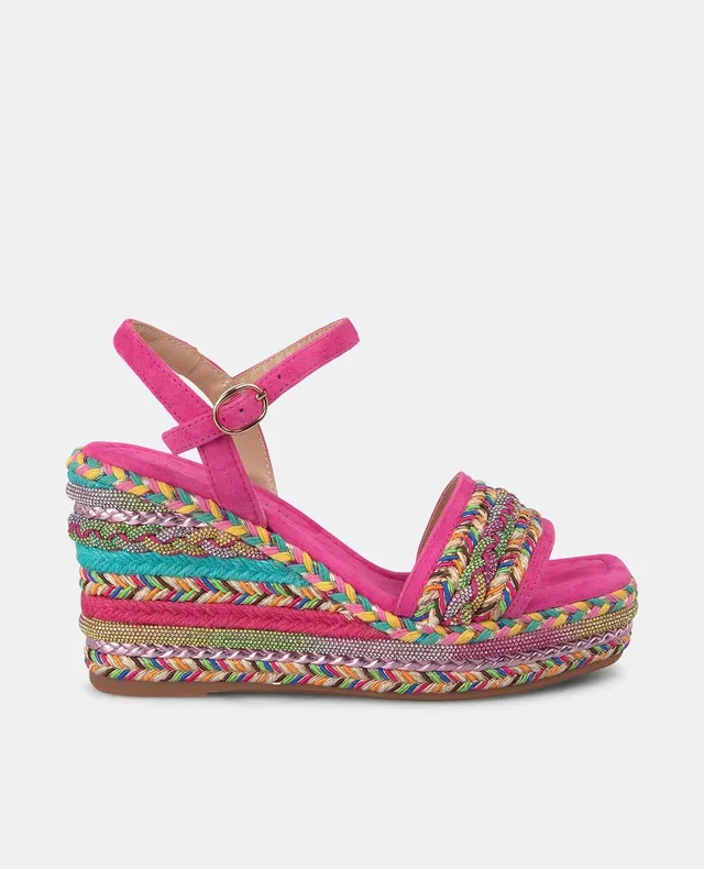 alma-en-pena-geflochtene-keilsandale-9-8-cm-strass-fuchsia image 1