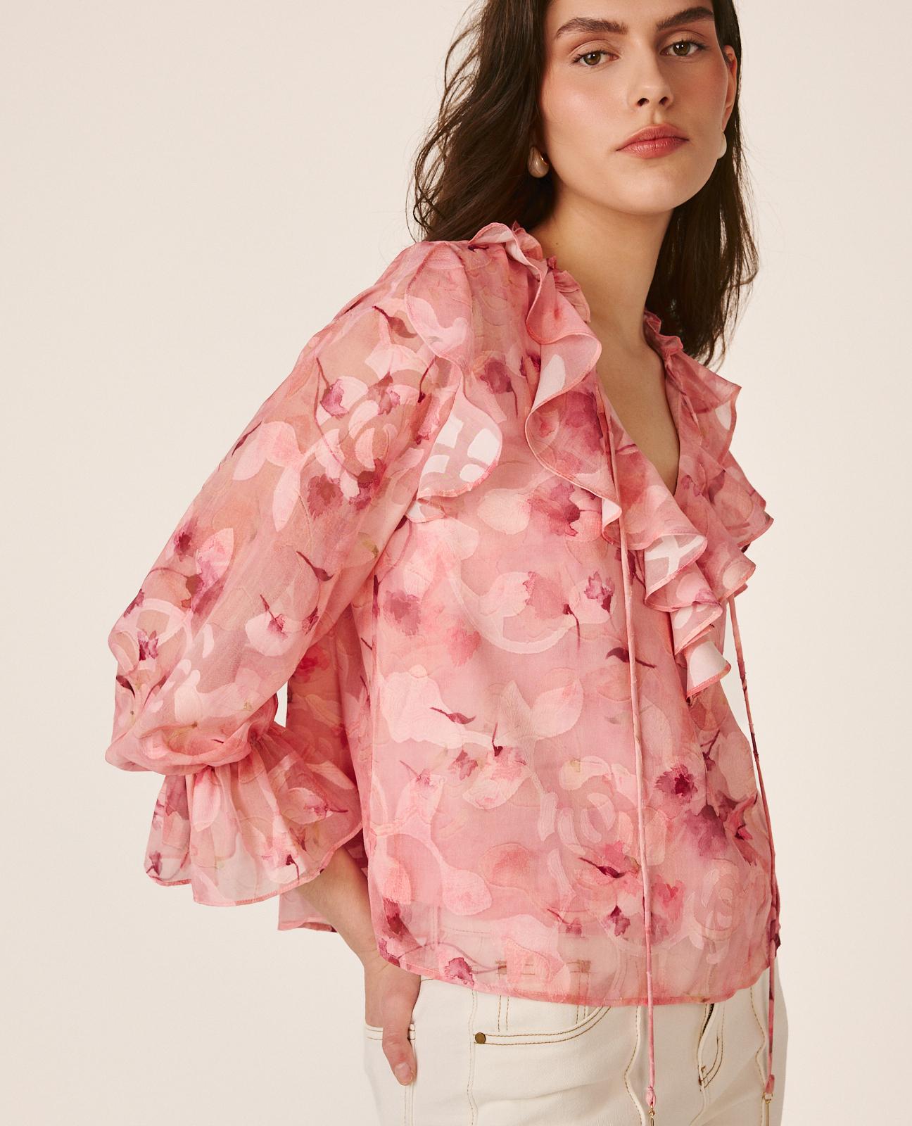 alma-en-pena-langarm-bluse-chiffon-floral-rosa image 2