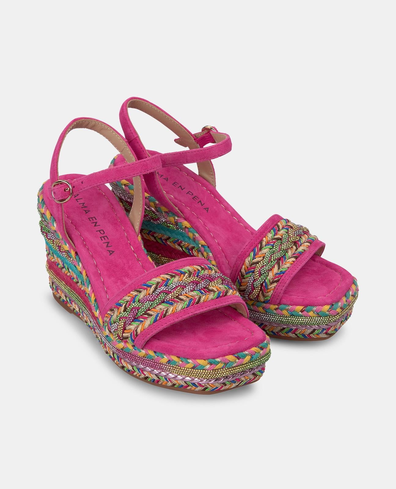 alma-en-pena-geflochtene-keilsandale-9-8-cm-strass-fuchsia image 2
