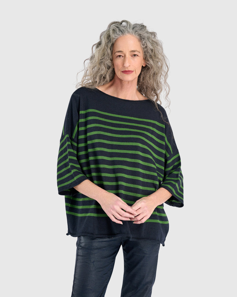 alembika-carolina-relaxed-sweater-damen-strickpullover-navy-green image 1