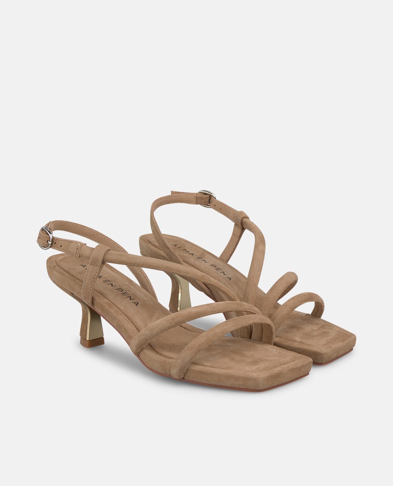 alma-en-pena-mini-suede-sandale-camel-5-5-cm-eckig image 2