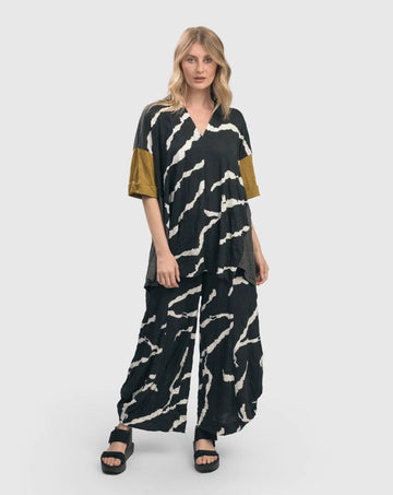 alembika-ice-crinkle-punto-pants-black-stretchhose-mit-print image 5
