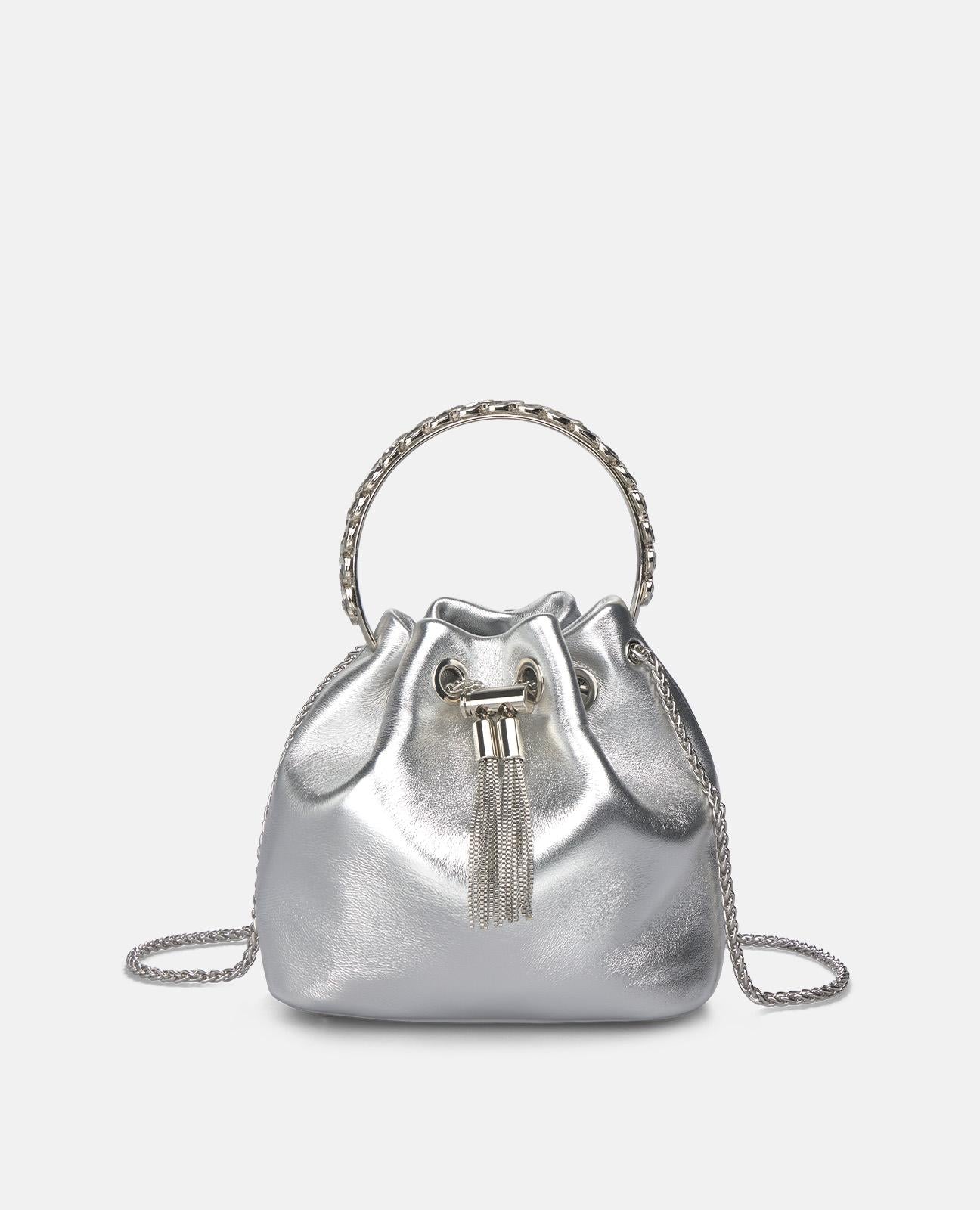 alma-en-pena-bowler-handtasche-mit-strass-griff-silber image 1