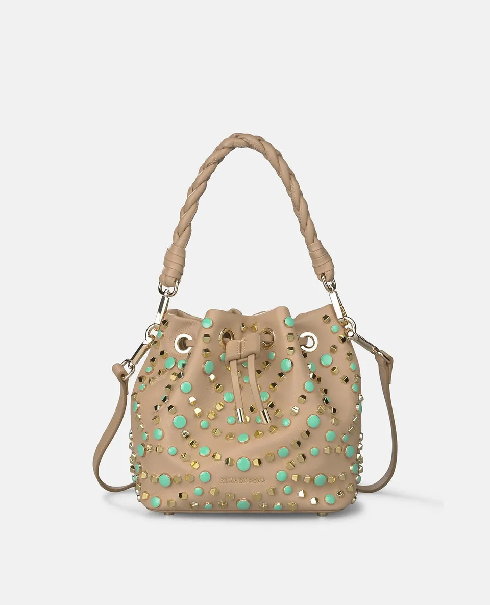 alma-en-pena-63393-candy-clutch-leder-beige-mit-nieten image 1