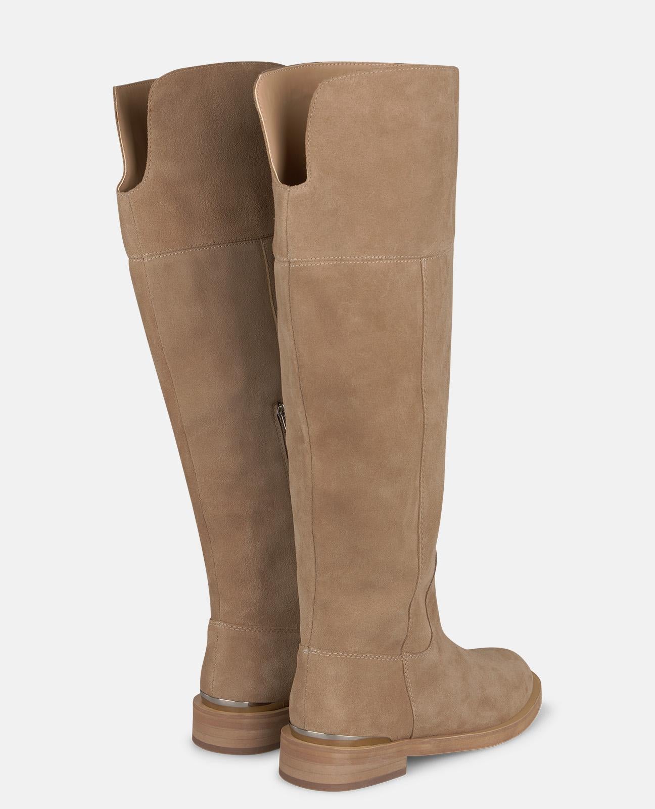 alma-en-pena-wildleder-stiefel-flach-mit-rei-verschluss-vison-3-cm image 3