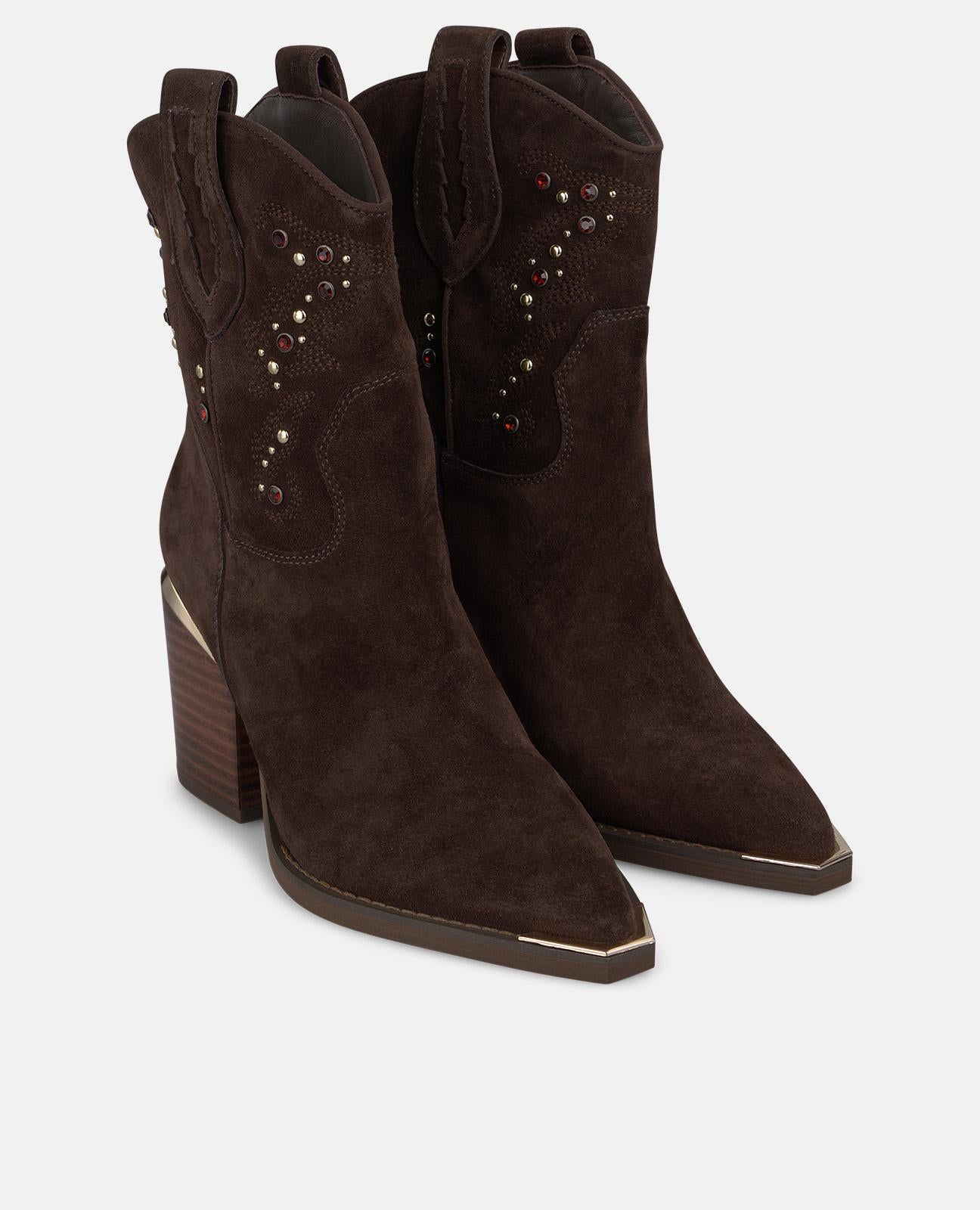 alma-en-pena-suede-cowboy-boots-cowboy-stiefeletten-braun-mit-nieten-und-7-5-cm- image 2
