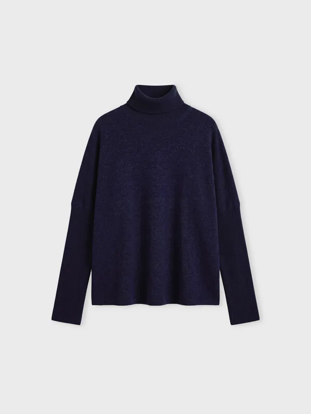 absolut-clara-damen-poncho-pullover-rollkragen-navy image 1