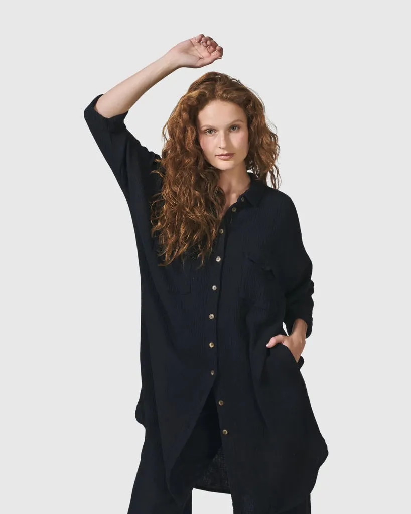 alembika-recreation-shirt-dress-black-damen-hemdkleid-baumwolle image 1