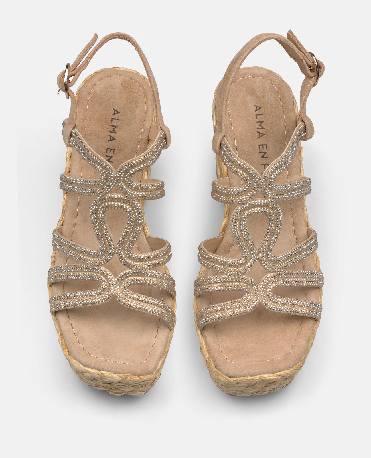 alma-en-pena-keilsandalen-cross-strap-strass-sand-9-8-cm image 4