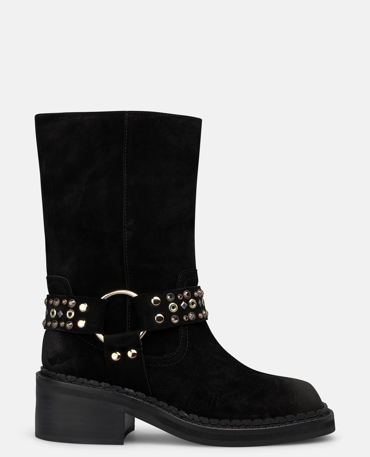 alma-en-pena-stiefelette-schwarz-velours-5-cm-blockabsatz image 1