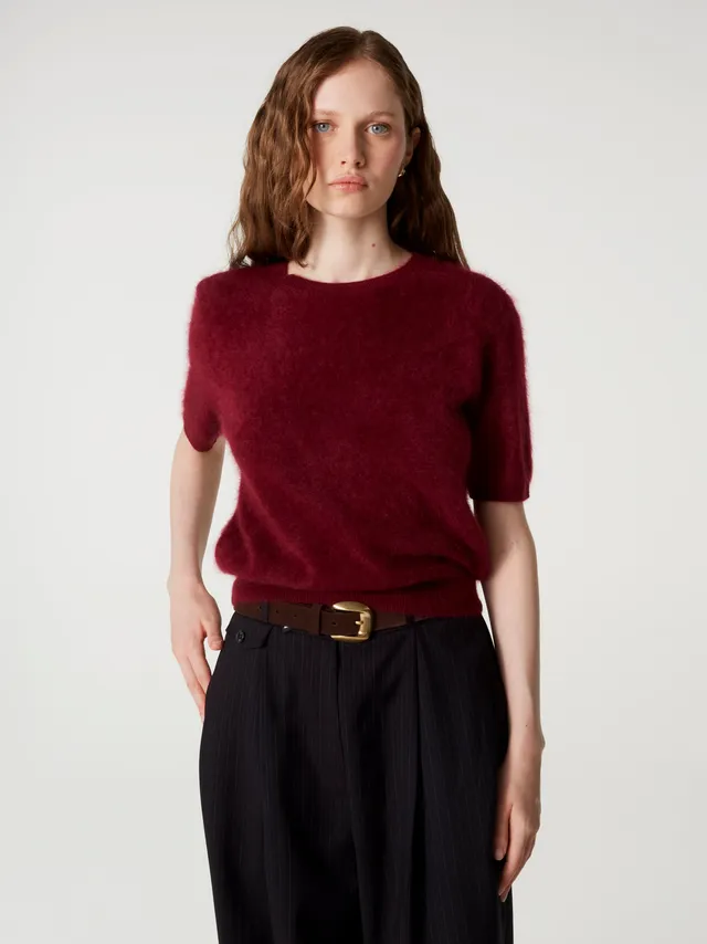 absolut-amaya-kaschmir-pullover-kurzarm-damen-burgundy image 1
