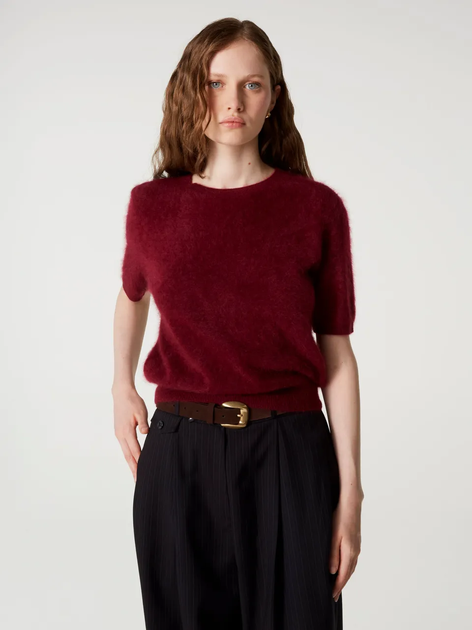 absolut-amaya-kaschmir-pullover-kurzarm-damen-burgundy image 1