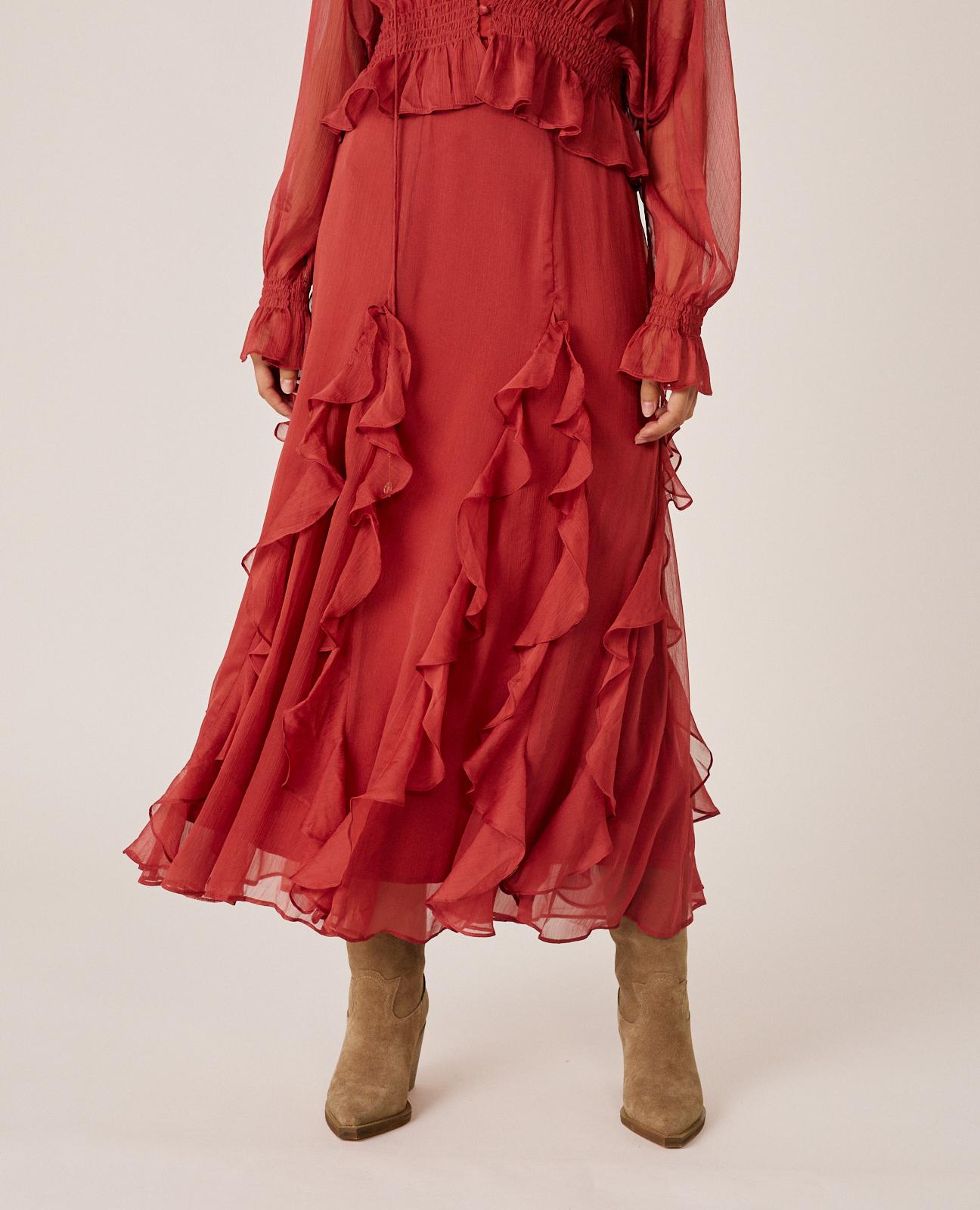alma-en-pena-chiffon-maxirock-mit-r-schen-rosa image 3