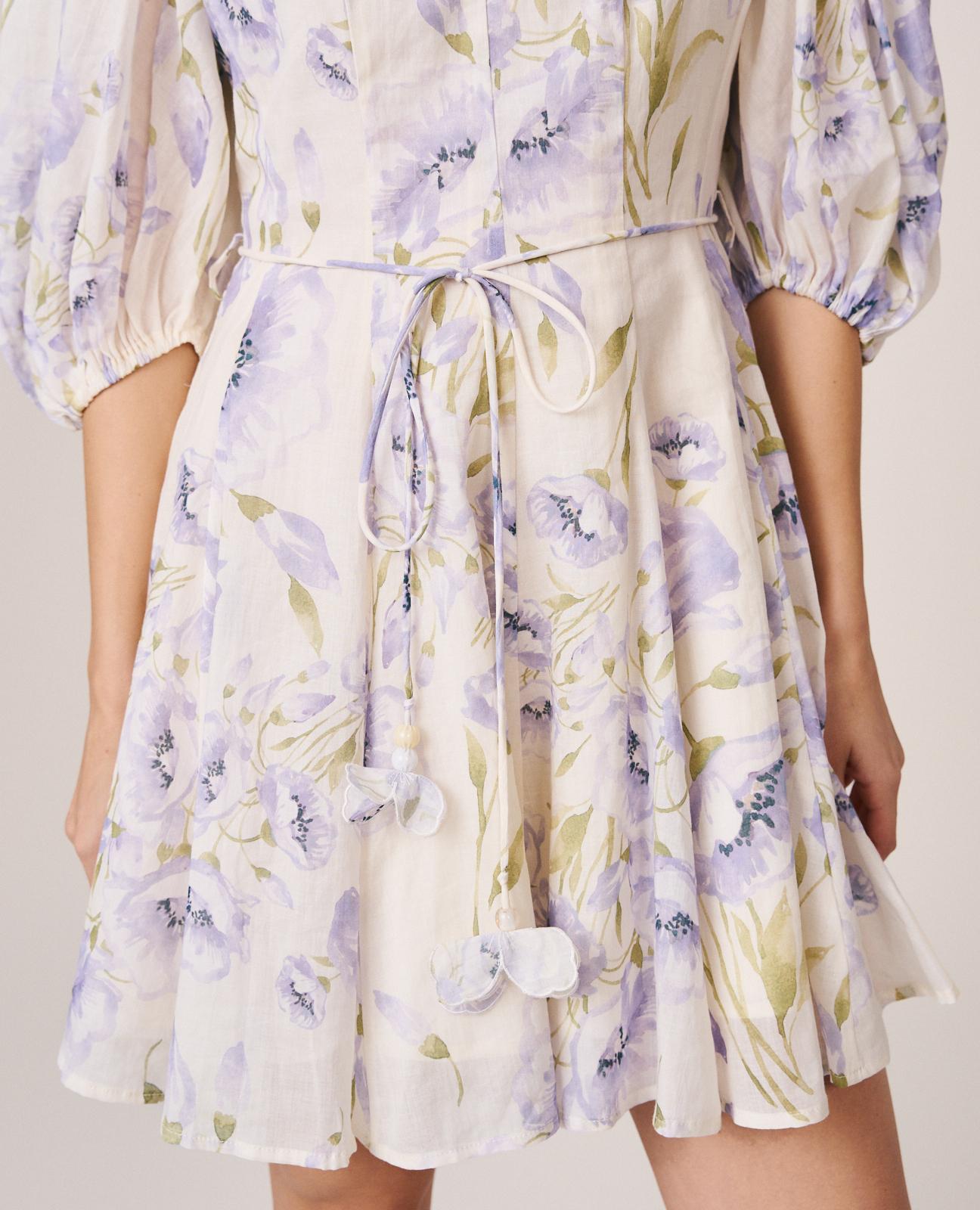 alma-en-pena-minikleid-floral-puff-rmel-v-ausschnitt-viskose image 7