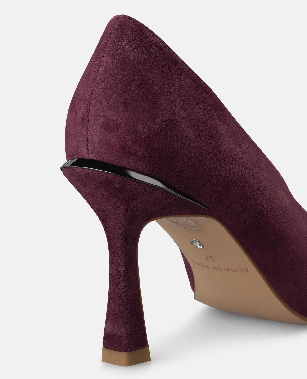 alma-en-pena-suede-pumps-bordeaux-mit-spitze-und-8-cm-absatz image 4