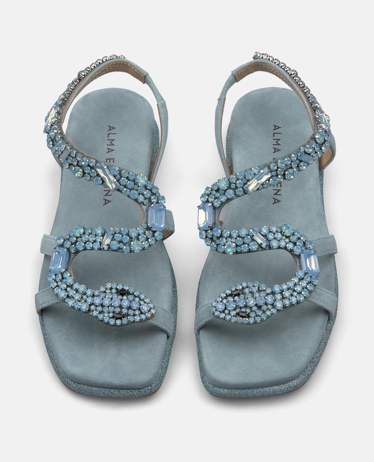 alma-en-pena-flat-snake-sandalen-mit-strass-hellblau image 4