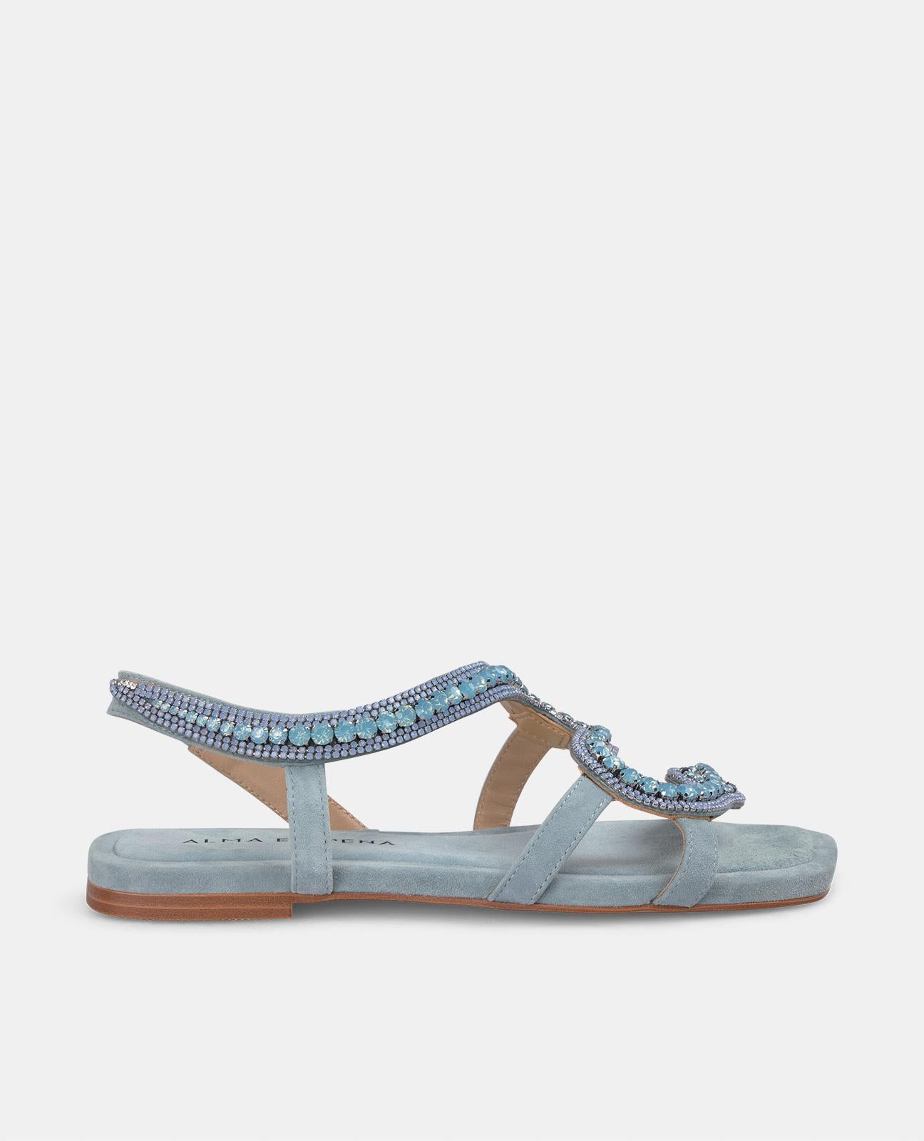 alma-en-pena-snake-sandal-flache-sandale-blau-1-cm image 1