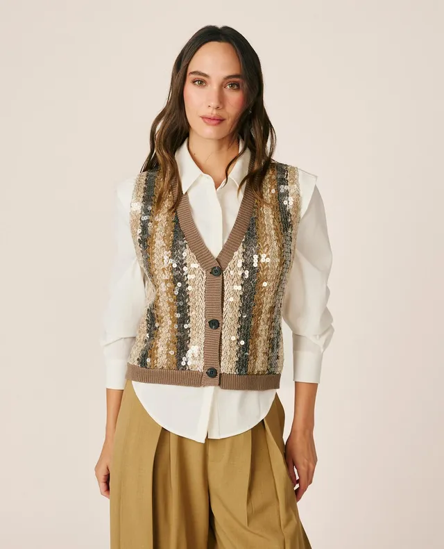 alma-en-pena-sewn-vest-with-sequins-strickweste-mit-streifen-und-pailletten-in-b image 1