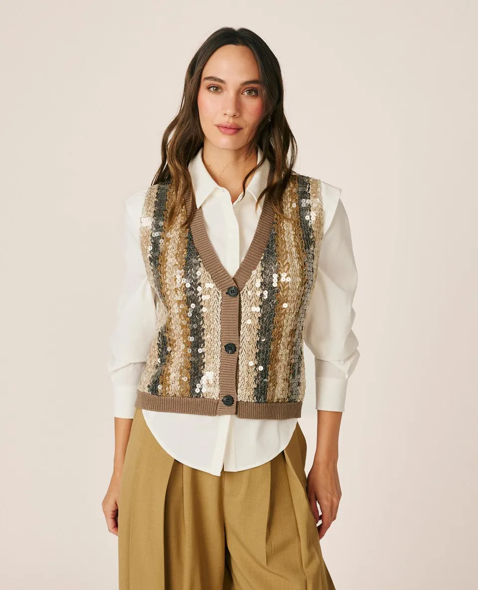 alma-en-pena-sewn-vest-with-sequins-strickweste-mit-streifen-und-pailletten-in-b image 1