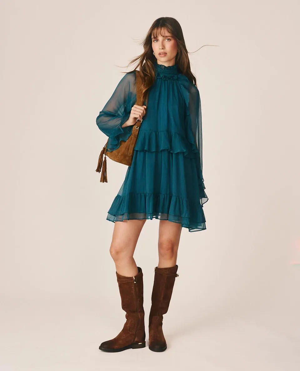 alma-en-pena-ruffle-mini-dress-chiffon-minikleid-blau image 1