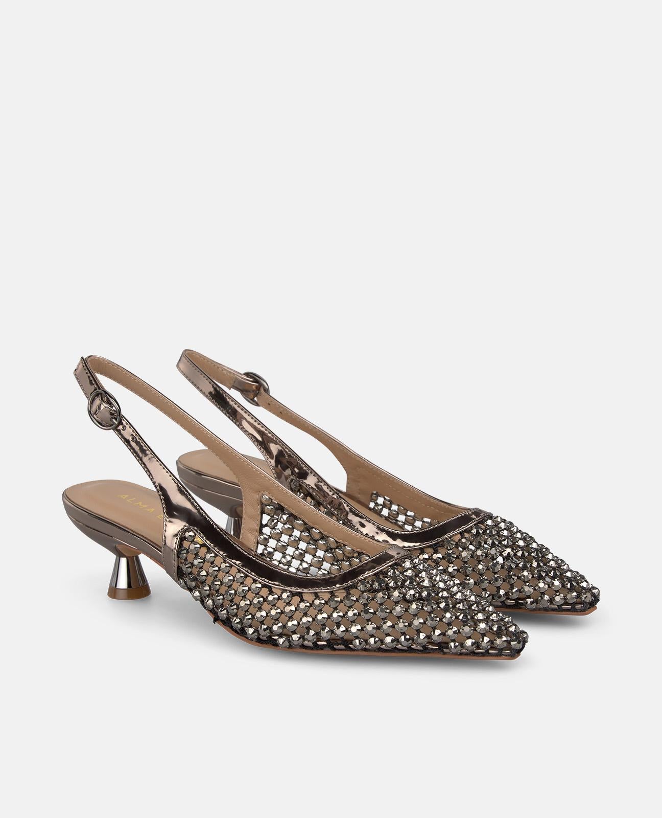 alma-en-pena-metallic-mesh-slingpumps-mit-strass-kitten-heel image 3