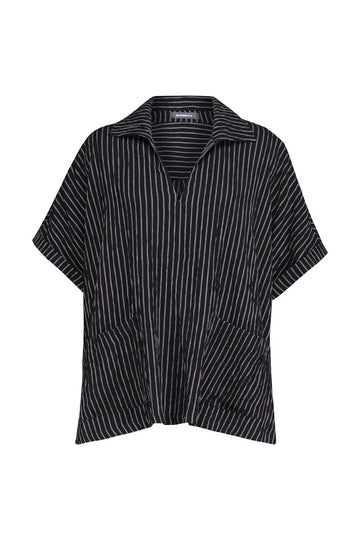 alembika-pinstripe-polo-top-schwarz-nadelstreifen image 5