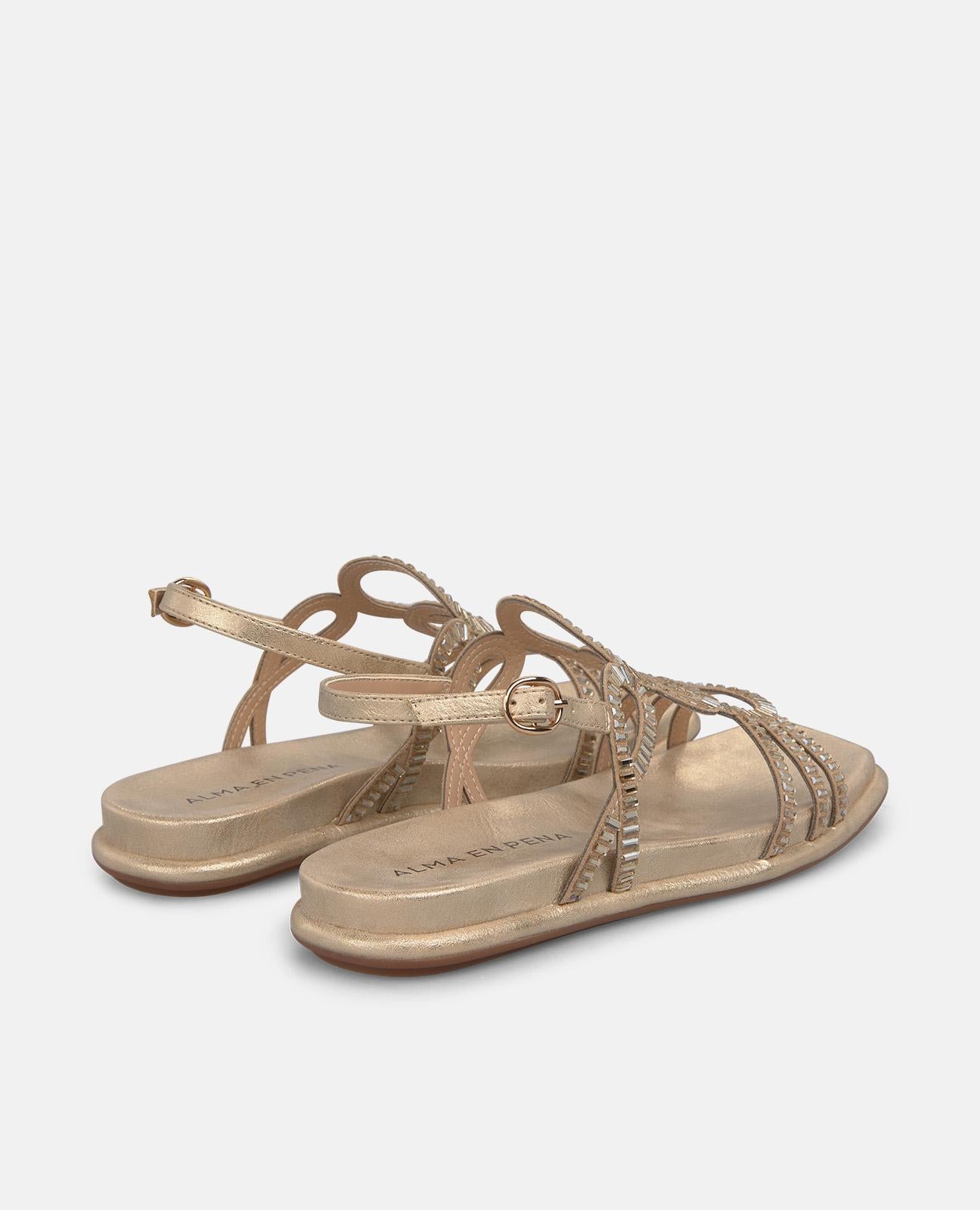 alma-en-pena-sandalen-flach-gold-metallic-riemchen-2-5-cm-plateau image 3
