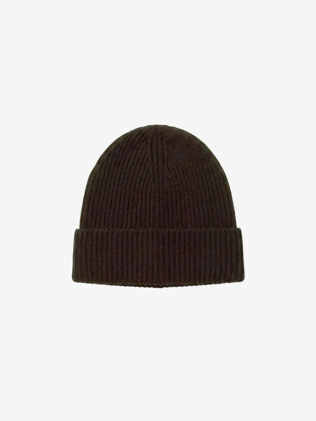 absolut-maeve-beanie-100-kaschmir-gerippt-mit-umschlag-braun-brownie image 1