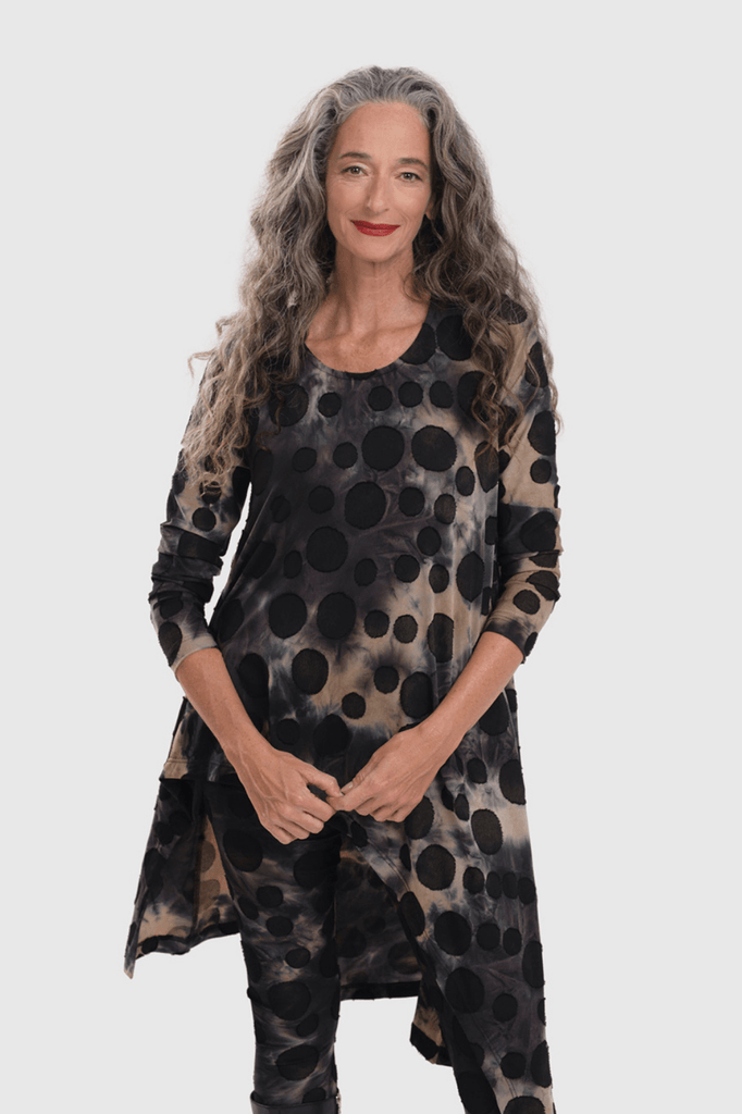 alembika-echo-hi-lo-tunika-jacquard-top-coffee image 1