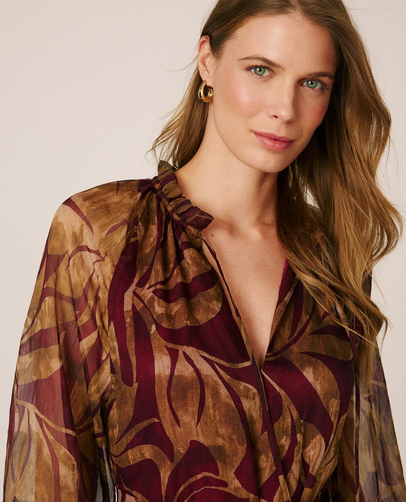 alma-en-pena-floral-chiffon-midi-dress-midi-kleid-bordeaux image 5