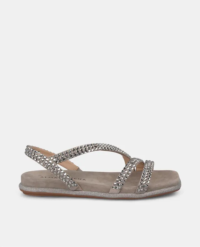 alma-en-pena-flache-sandale-grau-strass-sandale-2-cm-ohne-rei-verschluss image 1