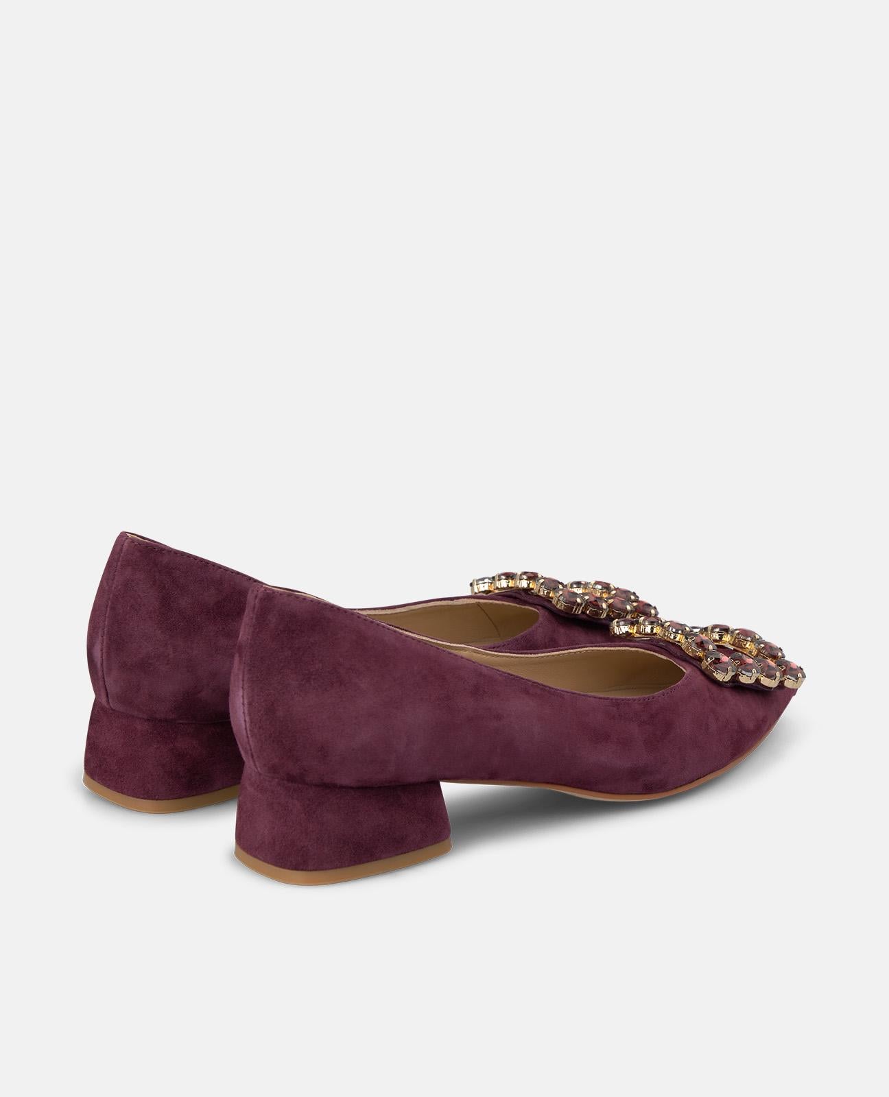 alma-en-pena-ballerina-bordeaux-wildleder-mit-blume-und-3-5-cm-absatz image 3